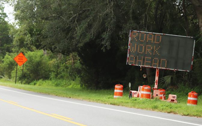 A Road Work Ahead sign in June in Nassau County. Photo by News-Leader