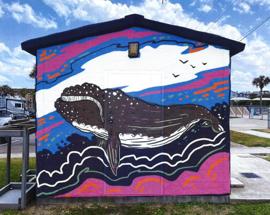 This mural is slated to be installed at the Poe Pinson Skate Park at Main Beach in time for the Right Whale Festival Nov. 2 and 3. The other three sides of the building, which is used to store skateboard equipment, will have murals installed after the project is approved by the city. Photo courtesy of the city of Fernandina Beach