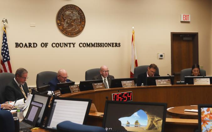 The Board of County Commissioners meets Wednesday for its' regular session. From left, commissioners A.M. "Hupp" Huppmann, Klynt Farmer, John Martin, Jeff Gray and Alyson McCullough.