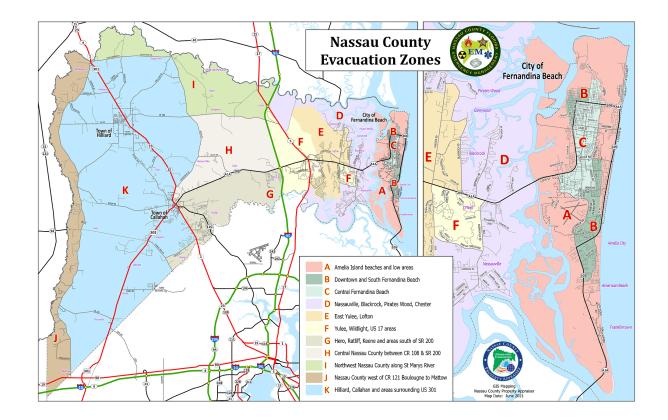 Nassau County Emergency Management shared these evacuation zone maps Tuesday ahead of Hurricane Milton landfall, now expected sometime between Wednesday evening and Thursday morning.