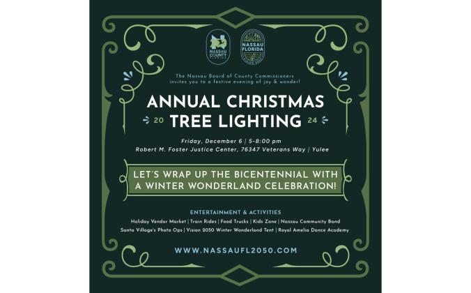 Nassau County says the Third Annual Tree Lighting will be "bigger and better" in recognition of the Bicentennial. Submitted