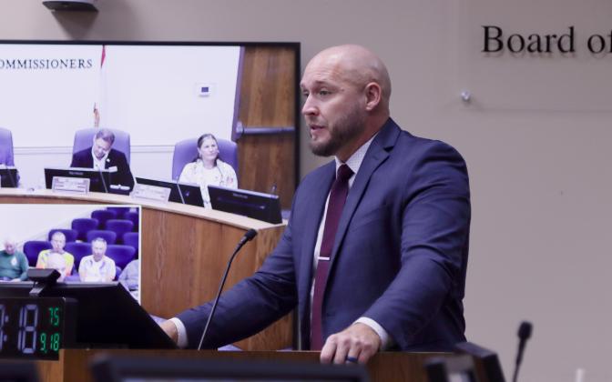 County Manager Taco Pope speaks at a previous Board of County Commissioner's meeting. Ahead of Halff's presentation at the Oct. 16 BOCC Vision 2050 Workshop, Pope said, "the population is coming, so we have to focus on bringing the jobs so that we can continue to provide quality of life for our citizens.” Photo by Ashley Chandler/News-Leader