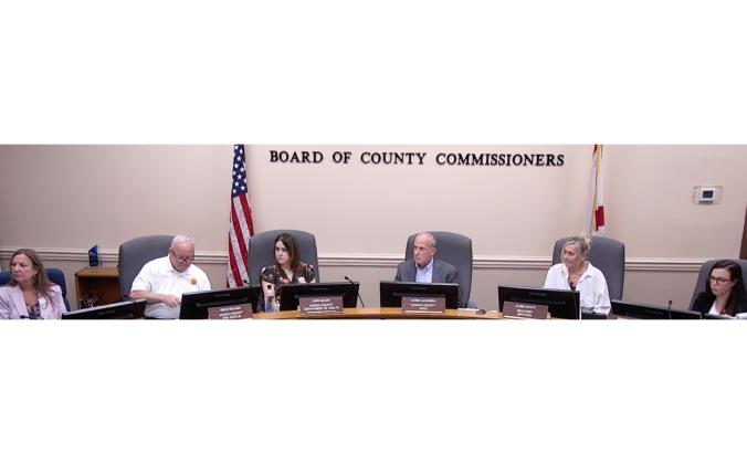 The Opioid Settlement Task Force meets on Nov. 7 to review Opioid Settlement Project Submissions for Opioid Settlement Funds from Starting Point Behavioral Health; The Coalition for Community Health; and Inspire to Rise, all totaling $615,497 in funding requests. From left, Laureen Pagel, Greg Roland, Vice Chairman Cara Gluck, Chairman Chris LaCombre, Alissa Myatt and Deborah Babin.
