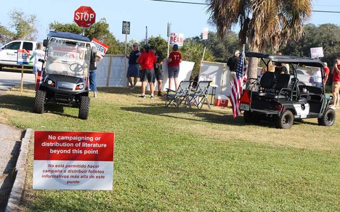 Voters were met with advocates for local races as they cast their votes at the Atlantic Recreation Center on election day. Photo by Julia Roberts/News-Leader
