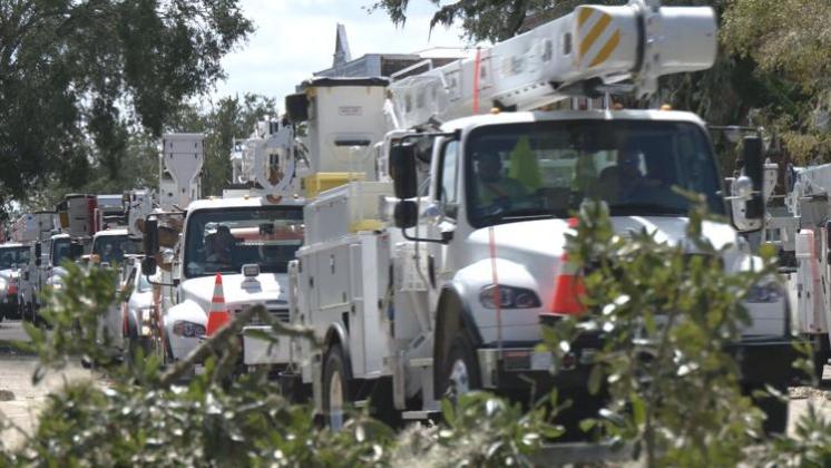 Workers restore power following Hurricane Helene in Madison County.  News Service of Florida