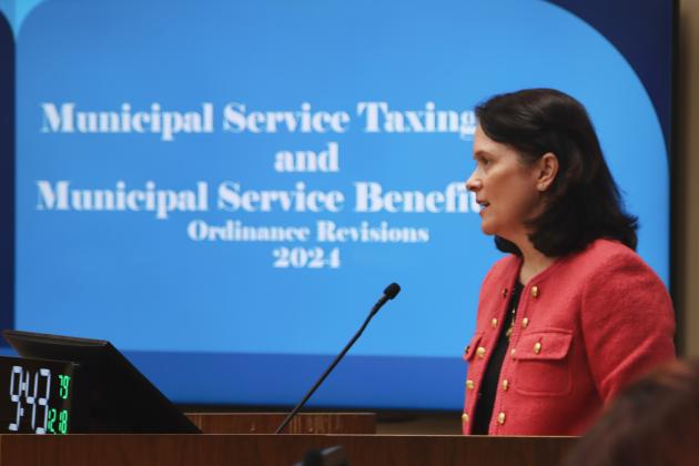 Deputy County Attorney Abigail Jorandby presents to the Board of County Commissioners on Dec. 18. Photo by Ashley Chandler/News-Leader