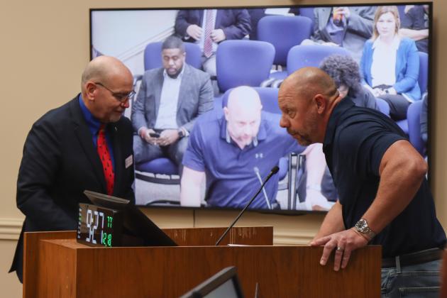 Peter Gunnell, retiring after 31 years with Fire Rescue, speaks Dec. 18 at the Board of County Commissioners meeting after his recognition. Photo by Ashley Chandler/News-Leader