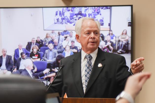 John A. Crawford speaks Dec. 18 at the Board of County Commissioners meeting after the board recognized his his retirement and 28 years of service as Nassau County Clerk of Courts and Comptroller. Photo by Ashley Chandler/News-Leader