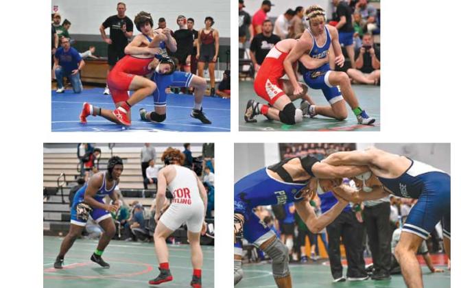 Pirate wrestlers, clockwise from top left, Ethan Shiver, Crew Richter, Cael Kubatzke and Felix McDuffy. Photos by Stormy Kubatzke/Special