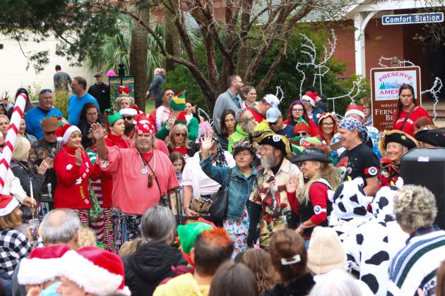 The Fernandina Pirate Club was one of the many participants of the pajama contest at the Black Friday Pajama Party in Downtown Fernandina Beach.. Photo by Ashley Chandler/News-Leader