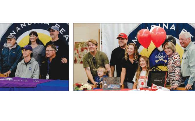 Tanner Jones with his family, left, and Campbell with her family, right. PHOTO BY PENNY GLACKIN/SPECIAL