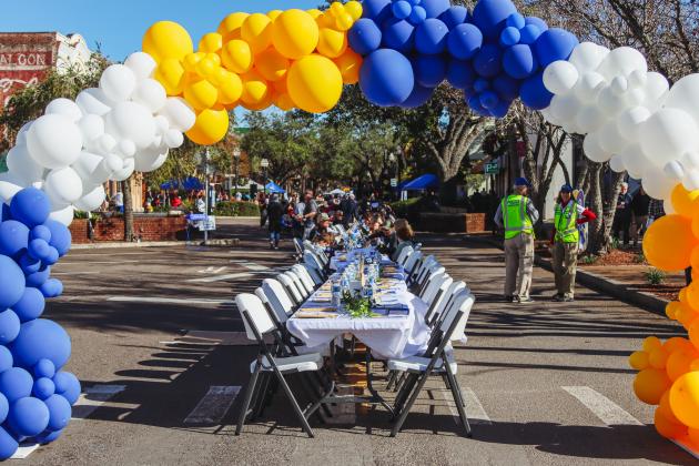 Dining Down Centre featured the longest table ever on Centre Street to celebrate Fernandina's 200th birthday. Photo by Ashley Chandler/News-Leader