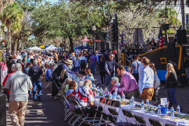 Dining Down Centre was jam-packed Wednesday with guests who sat down together at the longest table ever on Centre Street. Photo by Ashley Chandler/News-Leader