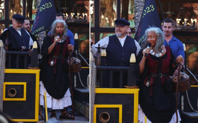 Thea Graves, education director at the Amelia Island Museum of History, dressed up as Felipa the Witch, a woman who lived in Fernandina Beach in the early 1800s who identified openly as a witch, to share more history of Fernandina. Photos by Ashley Chandler/News-Leader