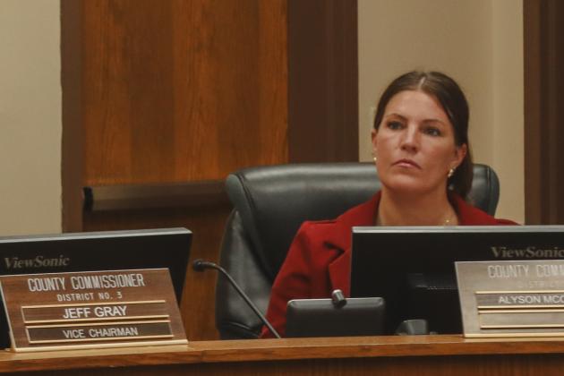 Commissioner Alyson McCullough attends the Nassau County Board of County Commissioners meeting Monday in the Commission Chambers. Photo by Ashley Chandler/News-Leader
