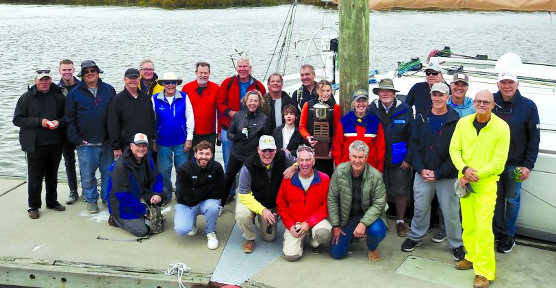 Pictured are 28 of the 33 sailors who competed in the annual Ice Bucket Challenge. Submitted