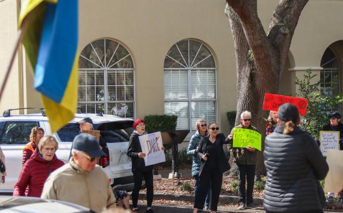 Protesters were Downtown on Thursday to voice their opinion on DOGE, Social Security and Elon Musk to Congressman Aaron Bean and his staff. Photos by Ashley Chandler/News-Leader