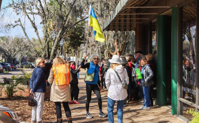 Protesters were Downtown on Thursday to voice their opinion on DOGE, Social Security and Elon Musk to Congressman Aaron Bean and his staff. Photos by Ashley Chandler/News-Leader