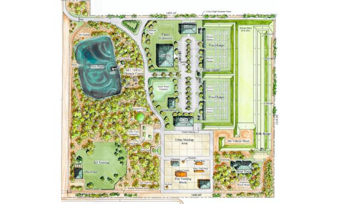 This is the original rendering of the Nassau County Public Safety Training Complex unveiled in the early stages of the project. The county said it is working on an updated site-design rendering of the regional training complex that includes changes such as, the updated location for the K-9-Unit Training Facility. Submitted