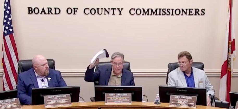 Chairman of the Board of County Commissioners A.M. "Hupp" Huppmann recommended citizens take a look at the audit done by Purvis Gray &amp; Company, LLP on Monday at the meeting in the Commission Chambers. From left, commissioners Klynt Farmer, Huppmann and Jeff Gray. Submitted