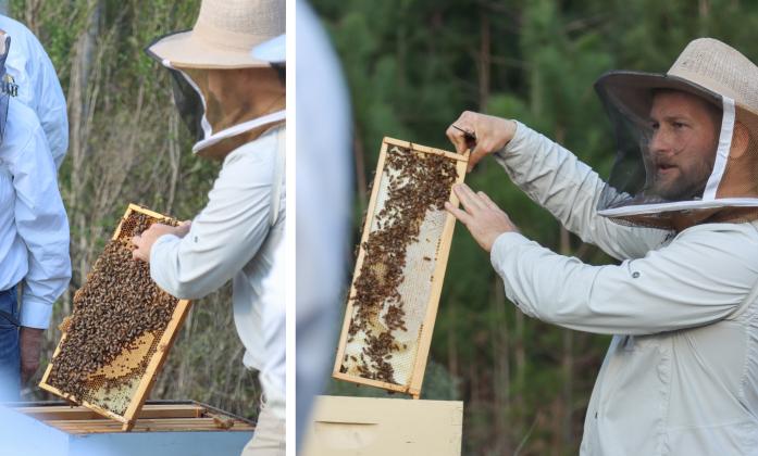 Myron Beachy, president of Nassau County Beekeepers Association, teaches members of the group about beekeeping Feb. 27 at a mentoring session held at the Northeast Florida Fairgrounds. Photo by Ashley Chandler/News-Leader