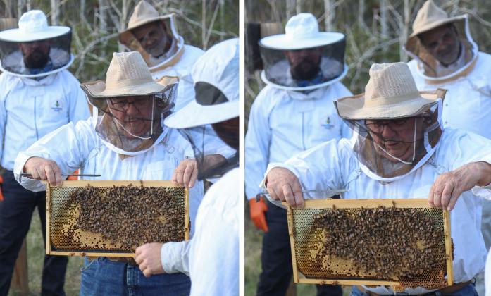 Myron Beachy, president of Nassau County Beekeepers Association, teaches members of the group about beekeeping Feb. 27 at a mentoring session held at the Northeast Florida Fairgrounds. Photo by Ashley Chandler/News-Leader
