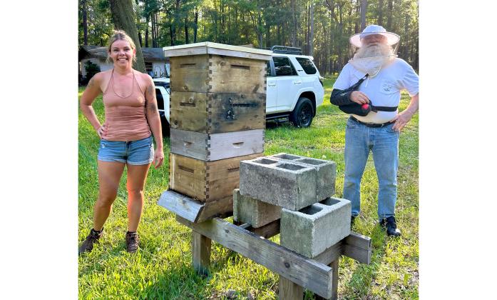 Kiani Cook, Culinary Gardener at the Omni, left, with her beekeeping mentor, Allan Foss. Submitted photo