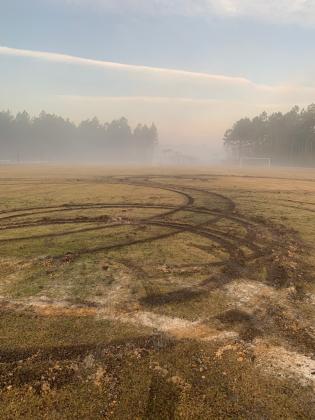 Several occasions of someone leaving tire tracks on the multi-purpose fields at Tributary Park have prompted canceled games and a public outreach campaign by the county, in an effort to inform the public of effects vandalisms can cause to the community. Submitted photo