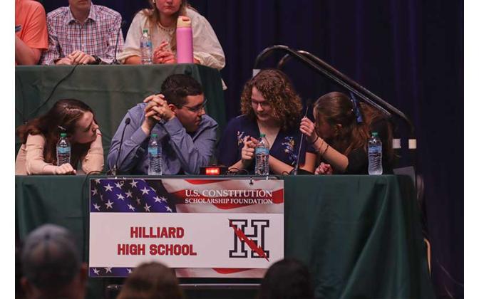 Hilliard Middle-Senior High School was coached by Erin Scheiber with Lily Faircloth, Tristan Horton, Melissa Horne and Nicole Wood. Photo by Ashley Chandler/News-Leader