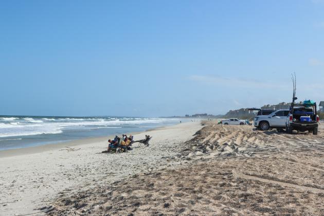 Vehicles parked on American Beach earlier this month. Photo by Ashley Chandler/News-Leader
