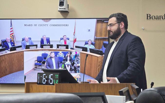 Nassau County Senior Planner/Designer Josh Macbeth speaks Monday at the Board of County Commissioners meeting. News-Leader