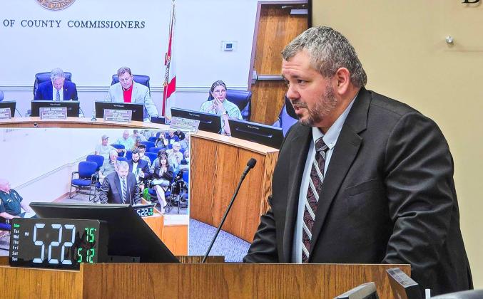 Deputy County Manager and County Engineer Robert Companion speaks at the May 12 Board of County Commissioners meeting in the Commission Chambers at the James S. Page Governmental Complex. Photo by Ashley Chandler/News-Leader