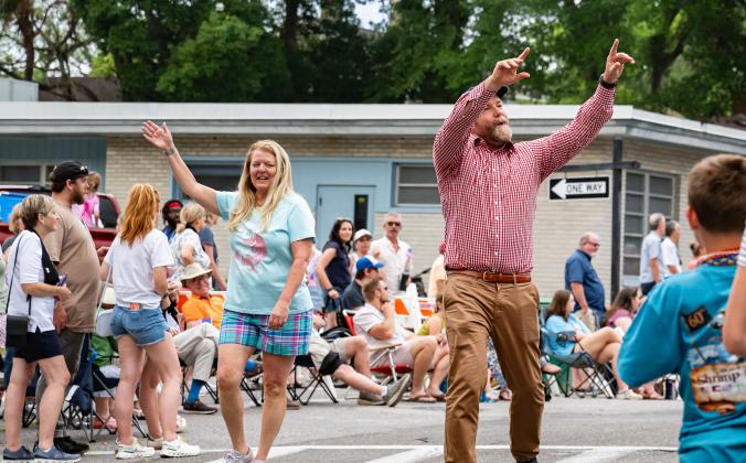 Congressman Aaron Bean, right, in the 2025 Shrimp Fest Parade. Photo by Penny Glackin/Special to the News-Leader