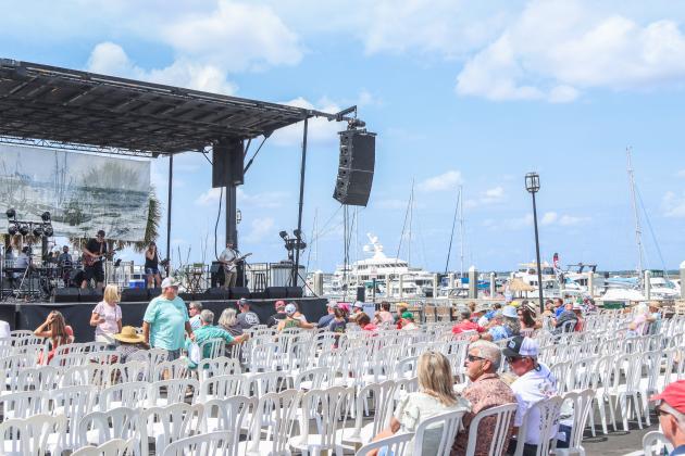 Andria Shinn and The Loyal Souls perform on Saturday at the 60th Isle of Eight Flags Shrimp Festival. The Riverfront Stage at the marina in Downtown was host to entertainment of many kinds such as the Miss Shrimp Festival 2025 Scholarship Pageant; shrimp and ice-cream eating contests and other contests; Invasion of the Pirates! and various musical performances.