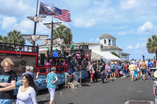 The Pirate Club's pirate ship parked down by the marina downtown Saturday morning at the 60th anniversary Isle of Eight Flags Shrimp Festival. Photo by Ashley Chandler/News-Leader