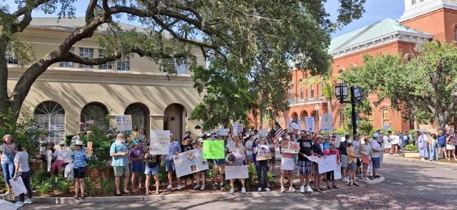 Hundreds peacefully gathered at the Historic Downtown Nassau County Courthouse to participate in a peaceful 'No Kings' demonstration. (SUBMITTED)