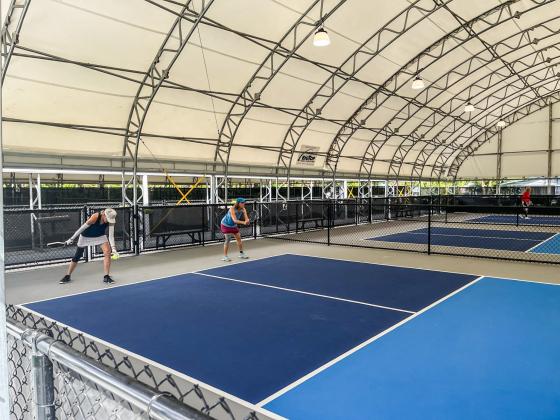 Pickleballers play on the Nassau Pickleball 365 courts Monday morning in Yulee. Photos by Mike Anderson/News-Leader