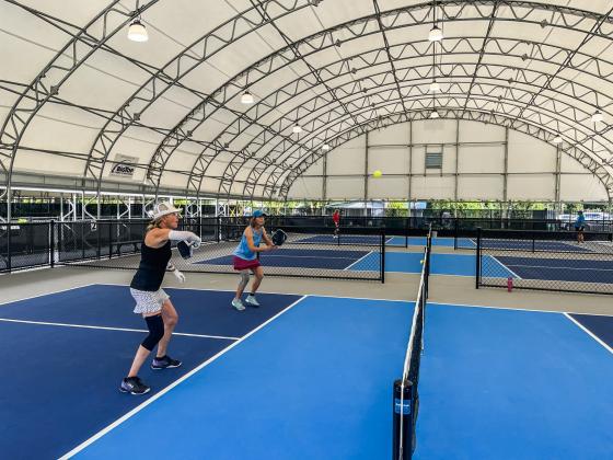 Pickleballers play on the Nassau Pickleball 365 courts Monday morning in Yulee. Photos by Mike Anderson/News-Leader