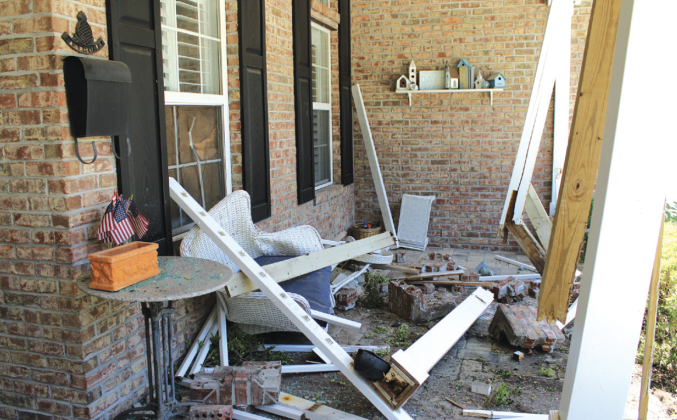 Damage to the Stevensons’ house following the latest accident. Photo by Marisa DeMar/News-Leader