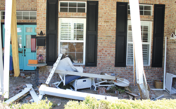 Damage to the Stevensons’ house following the latest accident. Photo by Marisa DeMar/News-Leader