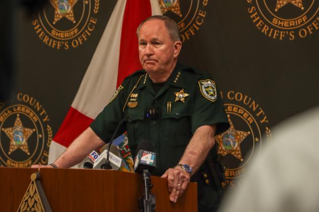 Nassau County Sheriff Bill Leeper tells the details of the scene found at West 12th Avenue home on July 24 at a press conference held at the sheriff's office July 25. Photo by Ashley Chandler/News-Leader