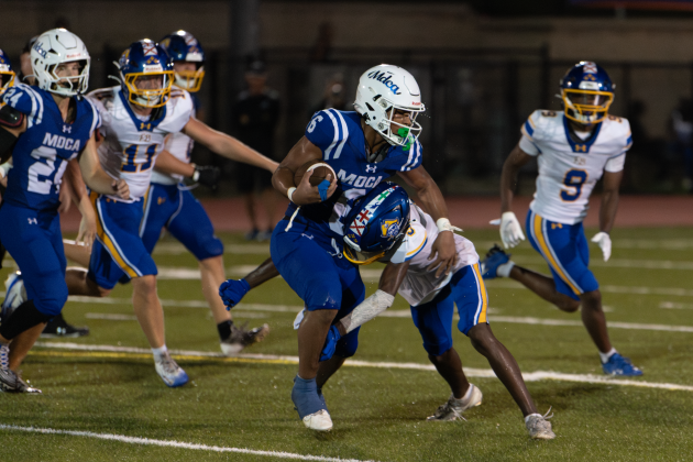 Othellus Swift makes a tackled for Fernandina Beach in their first game of the 2025 season against Mount Dora Christian. Photo by Dana O’Connor/Special to the  News-Leader
