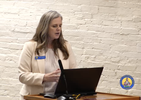 Sarah Campbell presents the city budget plan. Submitted