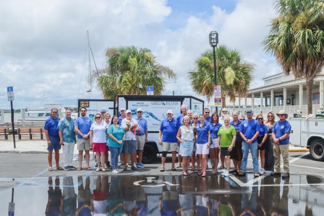 Members of the Rotary Clubs of Amelia Island and Fernandina Beach. Photo by Ashley Chandler/News-Leader