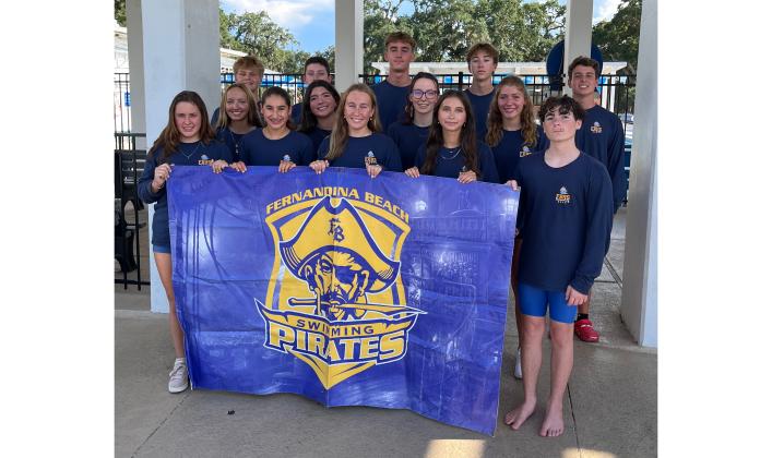 The 2025 Pirate swim team at practice last week. Photo courtesy of Fernandina Beach High School Swim team