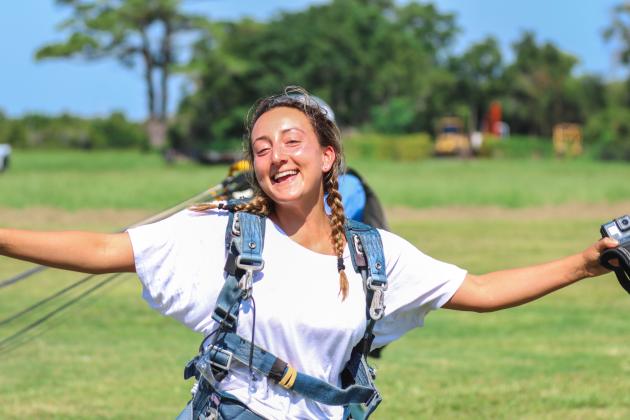 News-Leader Reporter Marisa DeMar after her skydive on Aug. 15.  Photo by Ashley Chandler