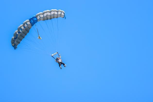 Gregory Meyer, owner of Skydive Amelia, with News-Leader Reporter Marisa DeMar in the plane ahead of a jump aug. 15.  Photo by Ashley Chandler/News-Leader