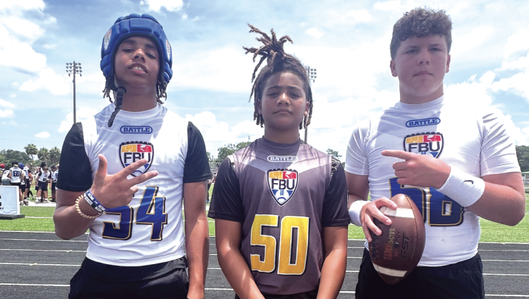 Drayson Ricks, EJ Ricks and Liam Hice Jones at the football camp. Submitted photos