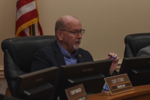 Commissioner John Martin speaks at the Aug. 11 Board of County Commissioners meeting. Photo by Ashley Chandler/News-Leader