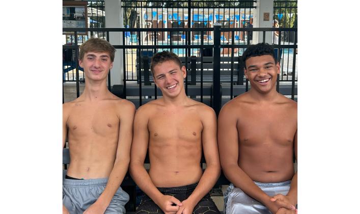 Boys to watch this season: Jonah Vasilas, Lucas Flanbery and Ryhan Reeves. Photo courtesy of Yulee Swim Team